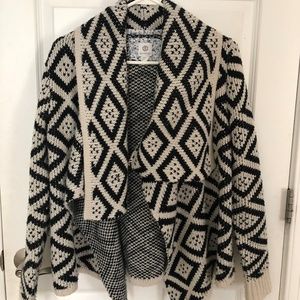Open front woven cardigan sweater